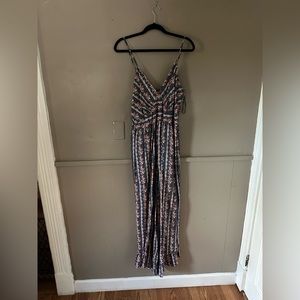 Jessica Simpson blue floral spaghetti strap jumpsuit